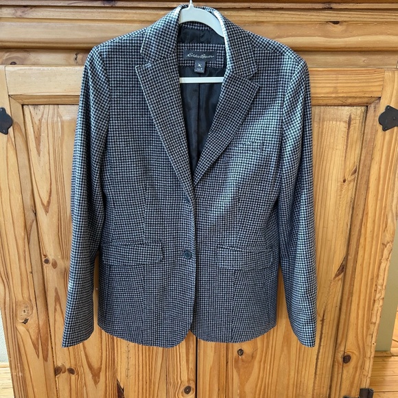 Eddie Bauer Jackets & Blazers - Eddie Bauer Blazer Jacket Wool Blend Houndstooth Button Pockets Women's‎ Size 8